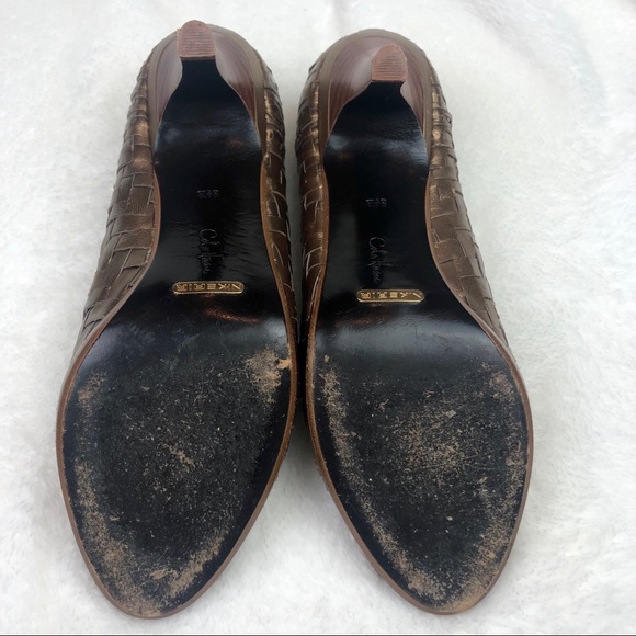 Cole Haan X Nike Air Bronze Basket Weave Metallic Pumps - Picture 11 of 12